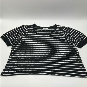4/$20 89th + Madison Women's Stripped Top Black White‎ Casual Short Sleeves XXXL